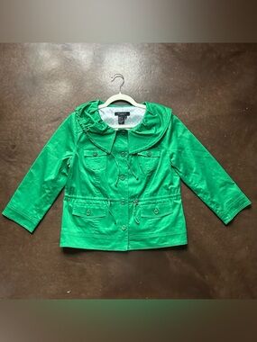 Sandro- veridian green light spring jacket with drawstring waist- medium